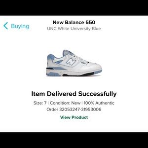 New Balance 550 ‘UNC white University Blue’